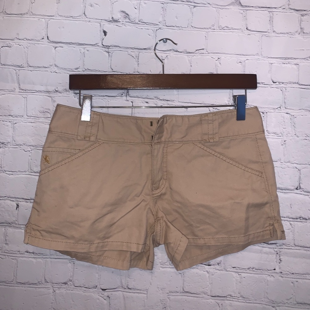 Express Tan High Waist buttoned shorts size 4 - Picture 1 of 12